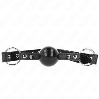 Fetisch-Toy KINK Knebel mit massivem Ball und Spitznieten Schwarz 4 cm