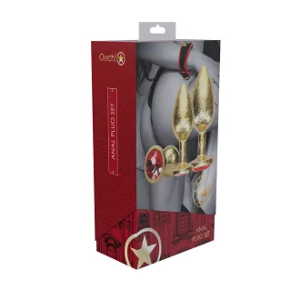 Analplug-Set Milan aus Metall 3-teilig Gold 3,2 x Ø 2,8 cm