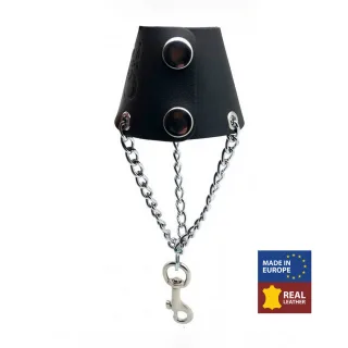 Leder-Fallschirm mit Ketten und Haken Schwarz