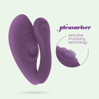 Vibrator Pleasuriser mit Akku, Fernbedienung und Gleitgel 50 ml Lila