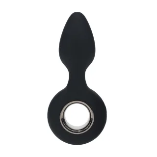 Analvibrator aus Silikon mit Schlaufe Schwarz