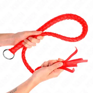 Fetisch-Toy KINK Peitsche als rote Schlangenpeitsche mit Handring Rot 65 cm