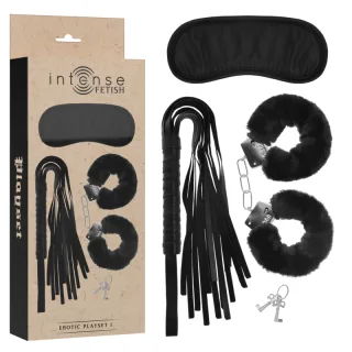 Fetisch-Set Intense Erotic Playset 1 mit Handschellen, Peitsche und Augenmaske
