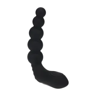 Prostata-Vibrator biegsam mit Wärme- und Klopffunktion und Perlenstruktur Schwarz