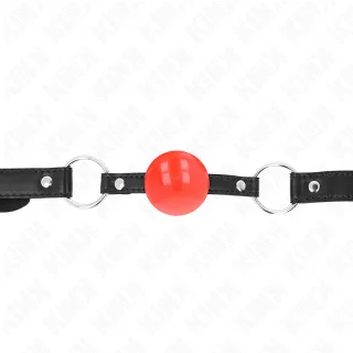 Fetisch-Toy KINK Knebel mit rotem TPE-Ball und zwei O-Ringen Rot 4 cm