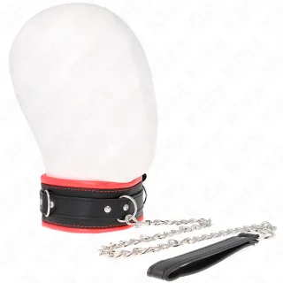 Fetisch-Toy KINK Halsband stark gepolstert mit rotem Rand Schwarz 50 cm