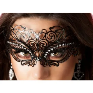 Maske filigran mit Strasssteinen Schwarz