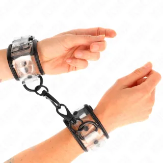 Fetisch-Toy KINK Handfesseln durchsichtig mit schwarzen Kanten Transparent 30 cm