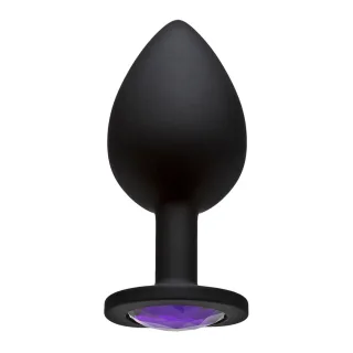 Analplug Booty Bling groß mit lila Stein Schwarz 8,6 x Ø 3,8 cm