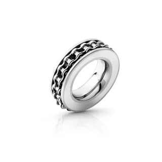 Stylischer Cockring in Bikeroptik, aus mattem Edelstahl, ? 35 mm