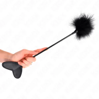 Fetisch-Toy KINK Federkitzler mit Marabufedern und Herzklatsche Schwarz 31 cm