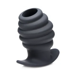Analplug Hive hohl gerippt Schwarz 8,3 x Ø 6,2 cm