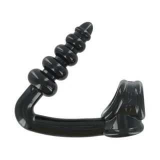 Analplug Tower mit Hodenriemen Schwarz