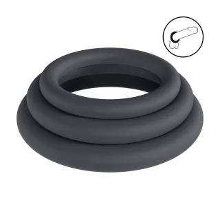 Penisring-Set Silikon 3-teilig L/XL/XXL Schwarz 5 x Ø 5 cm