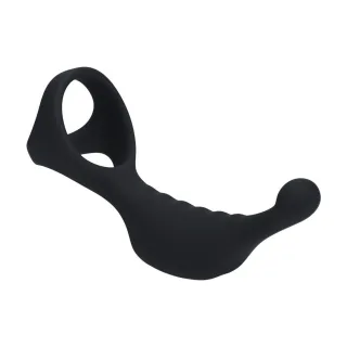 Prostata-Vibrator aus Silikon mit Penisring Tri O Schwarz