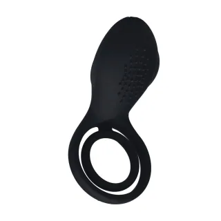 Hodenring mit Vibration und Flügel-Stimulator Schwarz