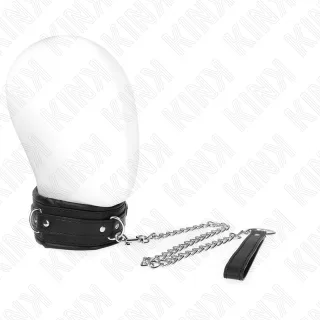 Fetisch-Toy KINK Halsband dreifach gepolstert mit drei D-Ringen Schwarz 50 cm
