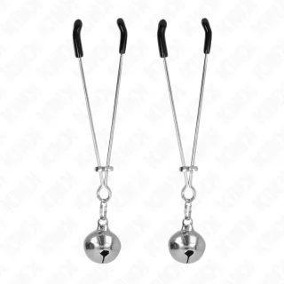 Nippelklemmen Pinzettenform mit Glöckchen Silber 7 cm