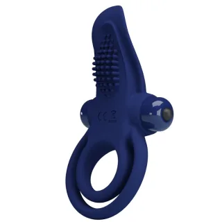 Penisring Bronson mit Doppelring und Noppenpad Blau