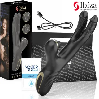 Rabbit-Vibrator Ibiza Technology Zwei Drachen mit zwei Schäften Schwarz
