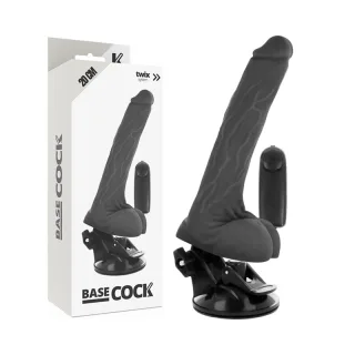 Realistischer Vibrator Base Cock mit Hoden mit Fernbedienung Schwarz 20 x 4 cm