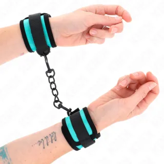 Fetisch-Toy KINK Handfesseln aus Nylon in Türkis Türkis 32 x 5 cm