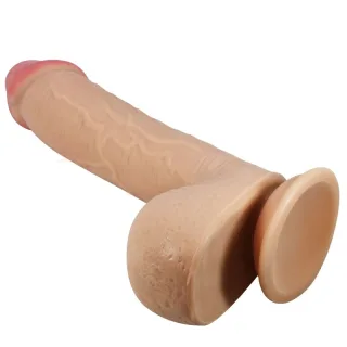 Realistischer Dildo Sliding Skin mit Saugfuß Natur 23,4 cm