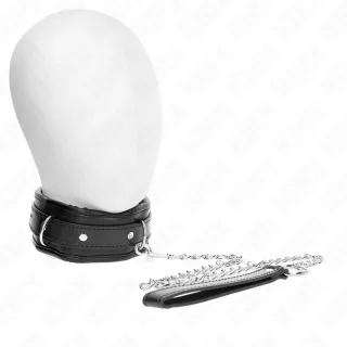 Fetisch-Toy KINK Halsband stark gepolstert mit drei D-Ringen Schwarz 50 cm