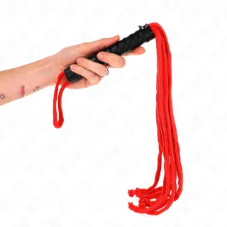 Fetisch-Toy KINK Peitsche als Flogger aus Seil Rot 56 cm