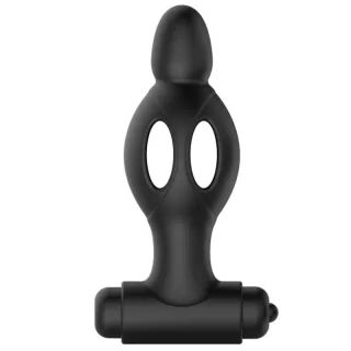 Analplug mit Vibration und Aussparungen Schwarz 11,8 x 4 cm
