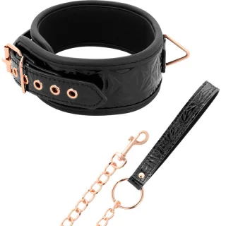 Halsband Begme Black Edition aus veganem Leder mit Leine