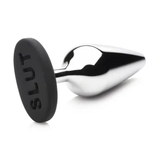 Analplug Butt Slut Metall und Silikon Schwarz/Silber 11,9 x Ø 4,8 cm