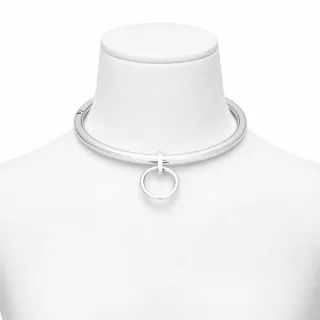 Edelstahl BDSM Halsband mit abnehmbarem O-Ring H?he 6 mm 130 mm
