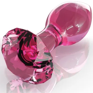 Analplug Icicles Nr. 79 Glas mit Diamantbasis Pink 7,3 x 3 cm
