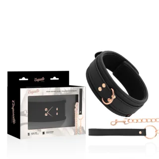 Halsband Chic Desire Fantasy mit Leine veganes Leder Schwarz