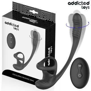 Analplug mit rotierendem Kopf und Doppelring Schwarz 19,5 x 3 cm