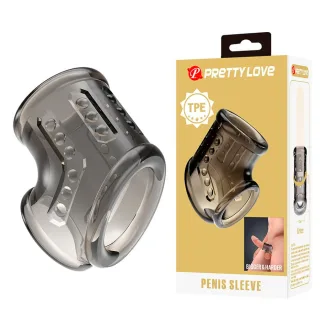 Penishülle mit zwei Ringen und Noppen Grau