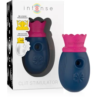 Auflegevibrator Intense Klitorisstimulator mit zehn Leck- und zehn Saugstufen Blau