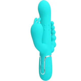 Rabbit-Vibrator Cammy 4-in-1 mit Analperlen und Stoßfunktion Türkis 22,2 x 3,4 cm