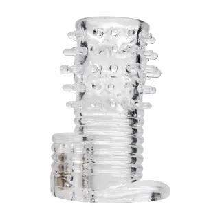Penishülle mit Vibration strukturiert Transparent 8,3 cm