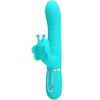 Rabbit-Vibrator 4-in-1 mit Schmetterlingsarm Türkis