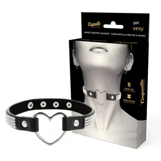 Halsband Chic Desire Herz veganes Leder Schwarz