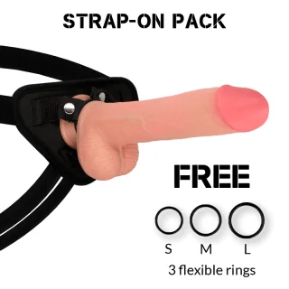 Strap-on Set Kingcobra mit Harness Natur 24 x Ø 4,77 cm
