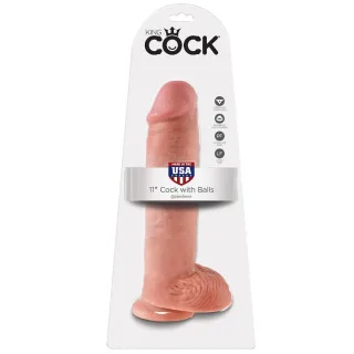Realistischer Dildo mit Hoden Hautfarbe 28 cm