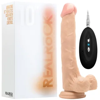 Realistischer Vibrator mit Hoden Weiß 25,5 cm
