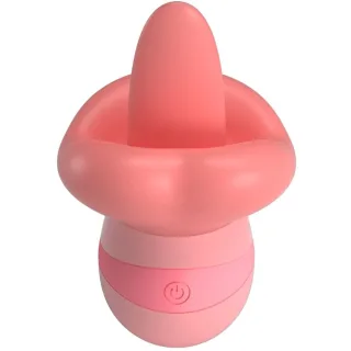 Auflegevibrator Kylee Lippen mit Zunge und 10 Leckstufen Rosa 11,6 x 7,2 cm