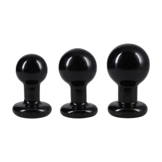Analplug Classic rund 3-teiliges Set Schwarz 7,6 x Ø 4,8 cm