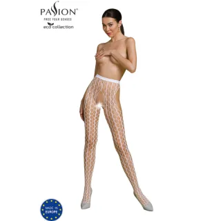 Strapsstrumpfhose Passion Woman Eco Collection mit Wellenmuster Weiß Einheitsgröße