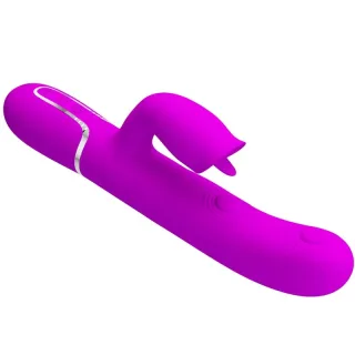 Rabbit-Vibrator mit Zungenarm und 7 Leckmodi Fuchsia 22,8 x 3,4 cm