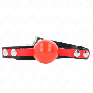 Fetisch-Toy KINK Knebel mit weichem TPE-Ball am roten Riemen Rot 4 cm